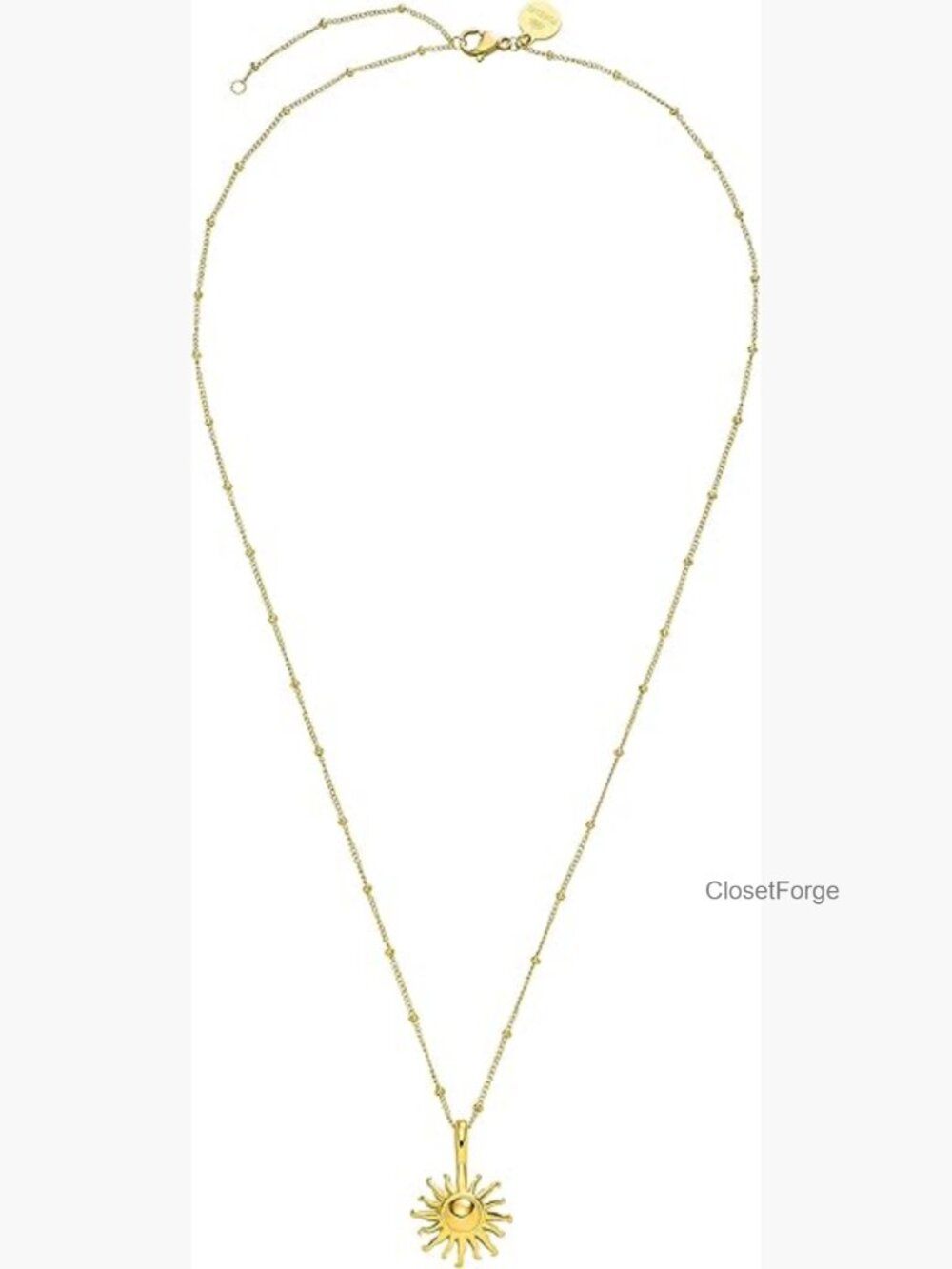 Waterproof 18K Gold Plated Sun Pendant Necklace Adjustable 20-22 Inch